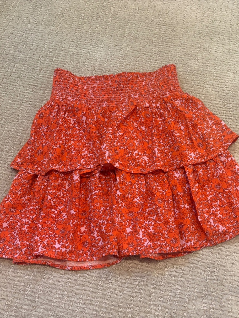 Crewcuts Girl’s Sz 8 JCrew pink and red floral tiered skirt